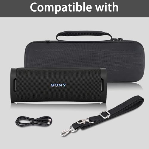 co2CREA Hard Case for Sony ULT Field 1 Bluetooth Compact Speaker, Black | Portable Travel Bag Replacement with Detachable Shoulder Strap and Handle, Shockproof EVA Shell and Soft Lining - color: Black Case, style: Case for Sony ULT Field 1