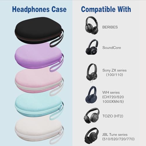Headphone Headset Case Compatible with TALIX H30/Jlab/JBL Tune 520BT 720BT/BERIBES/KVIDIO/Soundcore by Anker/Sony Wireless On-Ear Headphones, Purple - color: Purple