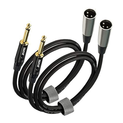 EBXYA 1/4'' TS Mono Guitar to XLR Male Unbalanced Cable 3 Ft, 6.35 Jack to XLR Cable, 2 Packs | 6.35 Jack to XLR Cable, 2 Packs - color: 2 Packs of TS to XLR Male 3 FT