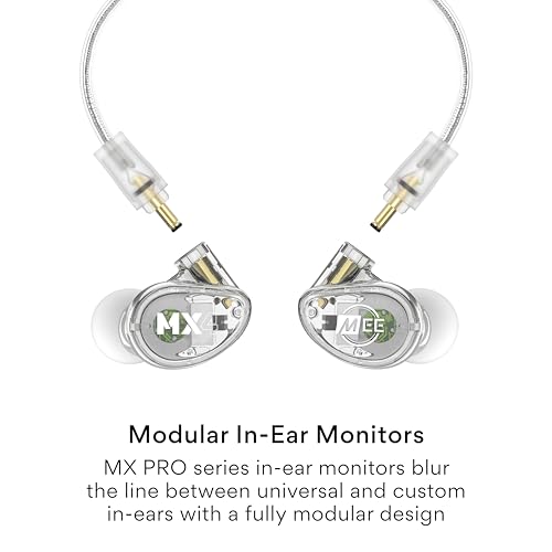 MEE audio Professional MX4 PRO Quad-Driver Hybrid Musicians In Ear Monitor Headphones with High-Resolution Reference Sound, Noise Isolating Earbuds Earphones with Detachable Cables, Transparent - color: Clear, size: MX4 PRO