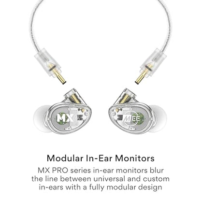 MEE audio Professional MX4 PRO Quad-Driver Hybrid Musicians In Ear Monitor Headphones with High-Resolution Reference Sound, Noise Isolating Earbuds Earphones with Detachable Cables, Transparent - color: Clear, size: MX4 PRO