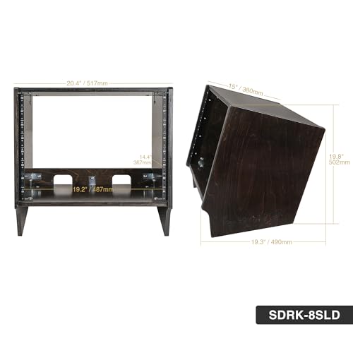Sound Town DIY 8U Angled Desktop Turret Studio Rack for Home Studio and Recording Room, Baltic Birch Plywood, Black Espresso (SDRK-8SLD) - size: 8U, Black Espresso