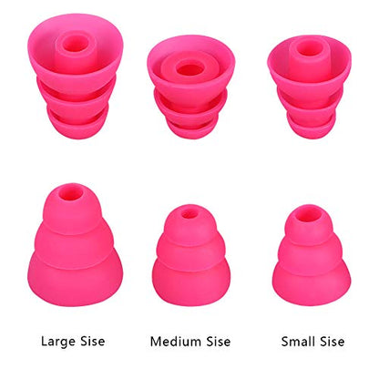 Earbud Tips Earbud Covers Triple Flange Ear Tip, 9 Pairs S/M/L Size Triple Flange Noise Isolate Silicone Cushion Ear Bud Tips with 3.8mm Connector Hole, Fit for Most in Ear Earphone