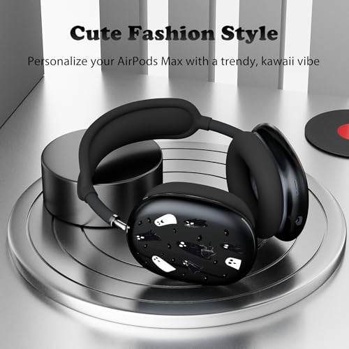 for AirPods Max Headphones Halloween Ear Covers for AirPods Max 2 | Cute Ghost Bat Clear Ear Cups Cover | Black Silicone Ear Pad Case Headband Cover for Apple AirPods Max 2/1 (2026/2024/2020) - color: Ghost E/Black
