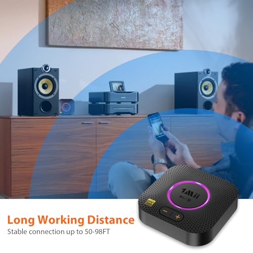 1Mii B06S+ LDAC Bluetooth 5.3 Receiver for Home Stereo Hi-Res Music Streaming, Hi-Fi Wireless Audio Adapter with aptX HD/LL, Long Range, Volume Control, RCA/3.5mm AUX Outputs - color: B06S+