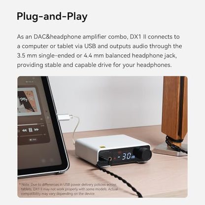 AOSHIDA Topping DX1 II Gaming DAC Headphone Amplifier, ES9039Q2M XU-316 DAC, 1000mW x2 DAC Amp with 10-Band PEQ, Optical I/O, 3.5mm & 4.4mm Balanced Output Headphone Amps for PC/PS5/Switch, Silver