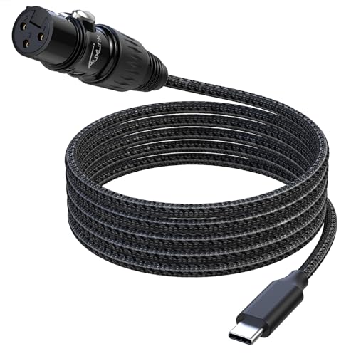 XLR to USB C Cable 15ft, USB C to XLR Female Microphone Cable Nylon Braided for iPhone 15, Samsung, Google, HTC, Xiaomi Smartphone, Tablets, Notebooks - size: 15ft 1pack