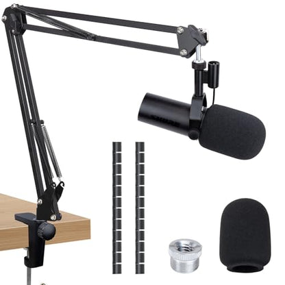 SUNMON Shure SM7dB Boom Arm Mic Stand - Mic Boom Arm with Foam Mic Cover Compatible with Shure SM7dB, Adjustable Microphone Arm with Cable Sleeve By SUNMON - size: Shure SM7DB with foam cover (Basic Model)