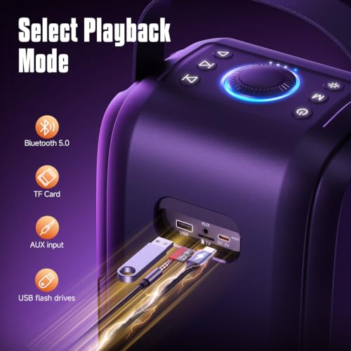 W-KING Party Bluetooth Speaker Boom Box, 180W Max Big Large Speaker | 105dB Loudest Wireless Outdoor Portable Speaker 4 Drivers with 2*4.04'' Subwoofer, 80W HD Huge Deep Bass, IPX5/24H/EQ/USB/TF - style: T9