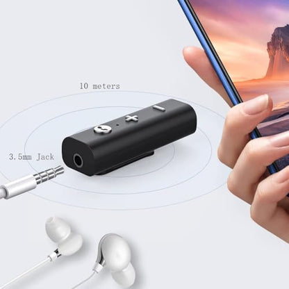 Mini Bluetooth 5.0 Receiver, Portable with Clip Bluetooth Receiver, Bluetooth Aux Adapter and Charging Cable for Car, Home Stereo, Headphones, Speaker
