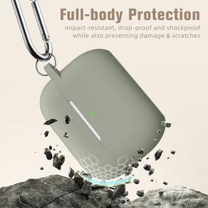 Hamile Compatible AirPods Pro Case Protective Silicone Shockproof Cover Skin for Airpod Pro 2019 Charging Case, with Keychain, Army Green - color: Army Green