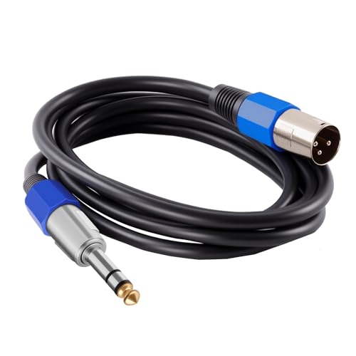 XLR to 1/4 Microphone Cable, Quarter inch 6.35mm TRS Male to XLR 3 Pin Male Balanced Audio Cable for Speakers, Mixers & Mics - 2M
