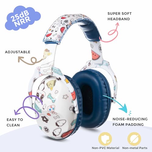Kids Ear Protection Safety Ear Muffs, NRR 25dB Noise Reduction Children Earmuffs, Hearing Protectors for Sleeping, Studying, Airplane, Concerts, Fireworks-Panda with Blue Band - color: Blue Band Panda