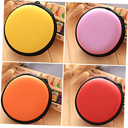 Red EVA Earphone Case, Mini Ball Shape Zipper Protect Pouch - color: Red