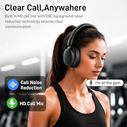 Bluetooth Headphones Over Ear, 75H Playtime Wireless Headphones with Microphone, Foldable Lightweight Headset with 3 EQ Modes, 3D Stereo Sound Low Latency for Travel Work Cellphone
