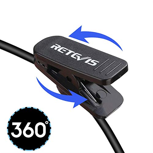 Retevis RT22 Walkie Talkie Earpiece, for RT68/RT21/H777/RT27/RT68H | 2 Pin, Compatible with Pxton, Baofeng BF-888S/BF-T26, Kenwood Two Way Radio, Walkie Talkie Earpiece with Mic(6 Pack)