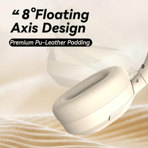 Hybrid Active Noise Cancelling Headphones, Wireless Over Ear Bluetooth Headphones with Mic, 40H Playtime, Hi-Res Audio, Deep Bass, Foldable Comfort Fit Ear Cups for Travel, Office, Home (White) - color: White