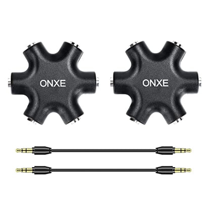 2-Pack Multi Headphone Splitter,3.5mm Headset Earphone Jack Audio Adapter Connector 1 Male to 2 3 4 5 Female Cable and Earphones Speakers