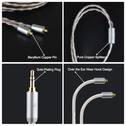 4 Core MMCX to 3.5MM for Shure MMCX Upgrade Cable for SE215 SE315 SE425 SE535 SE535LTD SE846 FH9 FA9 FH5S BGVP UE900s T2 T3 AK T8iE XELENTO Remote FH1 F9 F9PRO AM05 W80 3.94FT - size: 3.5MM