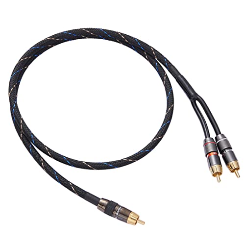 Audiophile RCA to 2RCA Subwoofer Cable,1 RCA Male to 2 RCA Male Audio Cable RCA Y-Adapter,Oxygen-Free Copper,Nylon Braided Jacket (1M(3.3FT)) - size: 1M(3.3FT)