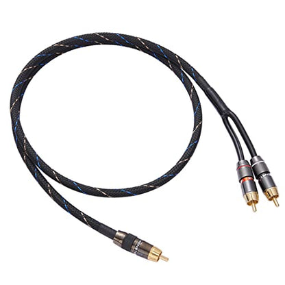 Audiophile RCA to 2RCA Subwoofer Cable,1 RCA Male to 2 RCA Male Audio Cable RCA Y-Adapter,Oxygen-Free Copper,Nylon Braided Jacket (1M(3.3FT)) - size: 1M(3.3FT)