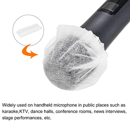 MECCANIXITY Disposable Microphone Cover Mic Windscreen Covers Non-Woven White for Handheld Microphone, Pack of 50