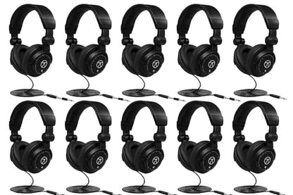 Turnstile Audio TAPH100 All-Purpose Closed-Back Wired Over-Ear Headphones, 50mm Drivers, Bass-Infused Sound, Long Cable & 3.5mm Adapter – Professional DJ, Studio, Recording & Everyday Use (10 Pack)
