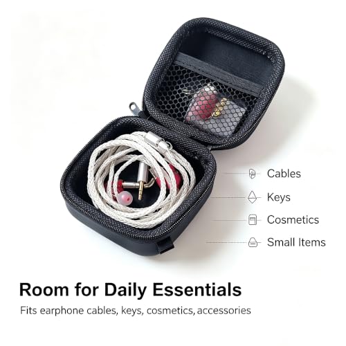 Accessories Bag Carrying Box Earphone Case (Black with Mesh) | Protective Storage - color: Black with Mesh