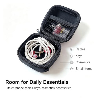Accessories Bag Carrying Box Earphone Case (Black with Mesh) | Protective Storage - color: Black with Mesh
