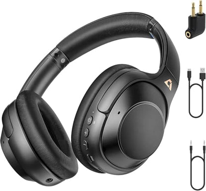 Riibox Y7Pro Active Noise Cancelling Headphones, Wired Wireless ANC Headset | Over Ear Headphones Bluetooth 6.0, 100H Playtime, LDAC Hi-Res Audio, Custom EQ via App, Comfort Fit for Home Office Travel