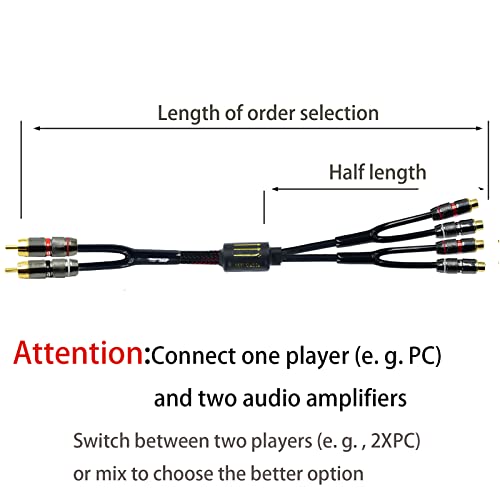 Arklove 10ft Shielded RCA Plug Splitter Stereo Audio Video Cable 2 Male to 4 Female Dual Speaker Y Adapter Connector Extension Cord 24k Gold Plated 1 Input 2 Output - size: 10ft, style: 2male to 4female