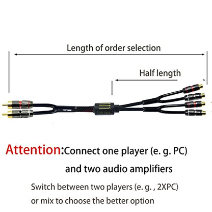 Arklove 10ft Shielded RCA Plug Splitter Stereo Audio Video Cable 2 Male to 4 Female Dual Speaker Y Adapter Connector Extension Cord 24k Gold Plated 1 Input 2 Output - size: 10ft, style: 2male to 4female