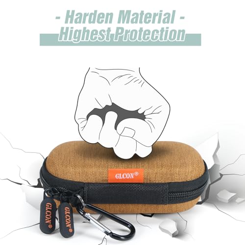 Mini Oval Earbud Case, Hard Shell Carrying Pouch Bag - color: Earth-Yellow