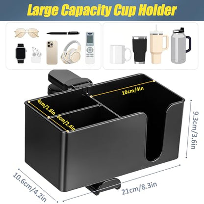 Desk Cup Holder Clamp, Clip On Drink Holder with Rotating Headphone Hanger | 4 in 1 Anti-Spill Desktop Organizer Pen Holder for Mug, Pen, Phone, Gaming Office Desk Accessories - color: Detachable Desk Cup Holder