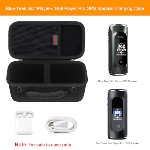 Carrying Case for Blue Tees Golf Player Pro/Player+ AI-Powered GPS Speaker | Blue Tees AI Powered Golf Speaker Hard Travel Protective Bag Storage Holder, Extra Mesh Pocket Fits Charging Cable, Black - color: Black
