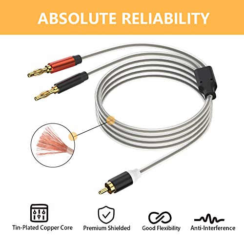 HOSONGIN RCA to Banana Plug Speaker Cable 3.3 Feet 2 Pack
