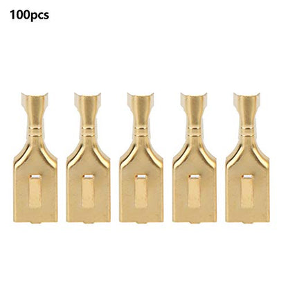 100 PCs 7.8mm Quick Splice Wire Spade Connectors Kit Brass Quick Connectors Wire Terminals Connectors Wire Crimps for Electrical Wiring Car Audio Speaker