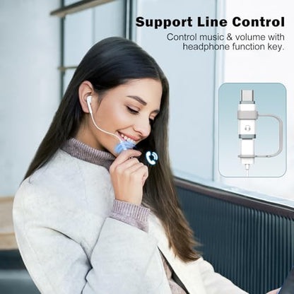 TiMOVO Lighting to USB C Audio Headphone Adapter with Line Control, White | Lighting to USB C Earphone Adaptor for iPhone 17/16/15 Series, iPad Air/Pro/Mini, Not for Charging and Data Transfer - color: White