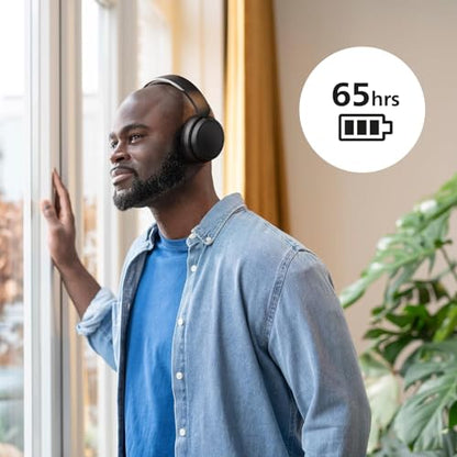 Philips H5209 Wireless Headphones,Over-Ear Bluetooth Headphones with Dynamic Bass,Clear Call, 65 H Battery Life,Fast Charging,Soft Ear Cups, Bluetooth 5.3, App Control, Lightweight,Black - style: H5209 Over-ear Headphone