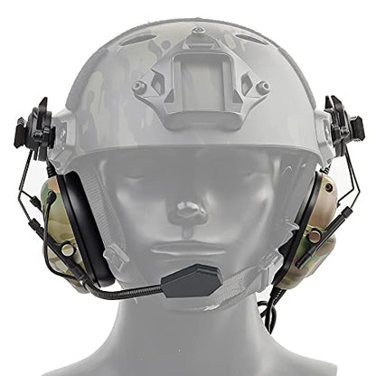 Helmet Mode Tactical Shooting Headset + with U94 PTT 2pin with ARC Rail Adapter Noise Reduction & Sound Pickup Ear Protection (CP) - color: CP