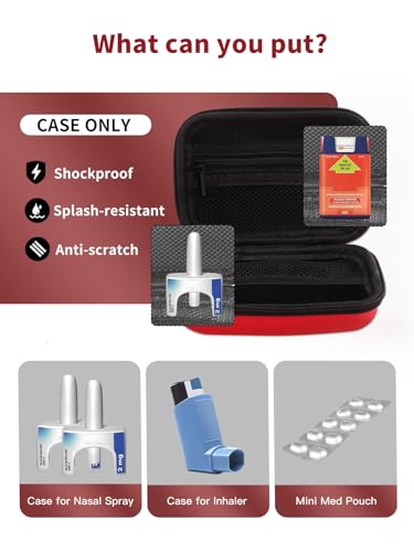 Red Hard Shell Storage Case for 2 Neffy Epinephrine Nasal Sprays or auvi q auto-Injectors