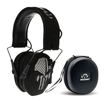 Walker's Razor Slim Electronic Earmuffs | Protective Case - color: Punisher