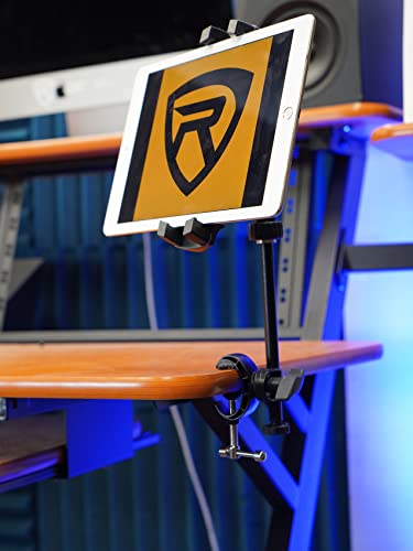 Rockville ROCKSHIELD 3 Studio Isolation Shield with RVMIC4 v2 Mic Stand | 5 Panel Steel, 2" Acoustic Foam, Quick-Release Hand Clutch, iStand 44 Tablet/Smartphone Mount, Recording, 3-Items