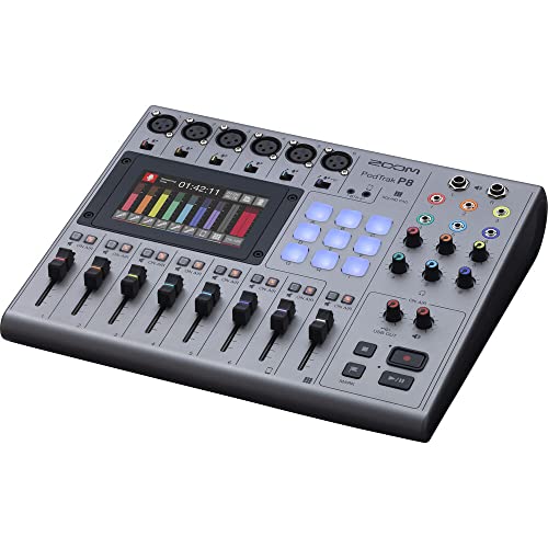 Zoom PodTrak P8 Portable Multitrack Podcast Recorder Bundle with 4X AA Batteries + Charger + Extreme PRO 64GB Memory Card + XLR Cable + Cleaning kit + 6 Pack Wire Straps + Diginerds USB Card Reader