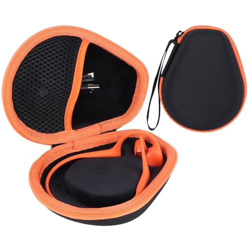 Case for SHOKZ OpenRun Pro2/Mini/1/OpenMove/OpenSwim Headphones | Open-Ear Bone Conduction Sport Headphones Accessories, For Standard and Mini, Travel Friendly - color: Black + Orange Case