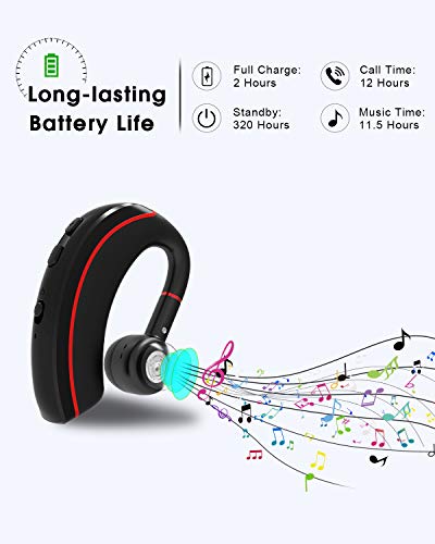 NANAMI Bluetooth Headset V5.0, 320Hrs Ultralight Wireless Earpiece with Rotatable Mic, Hands-Free Noise Cancelling in-Ear Earbuds for iPhone Android Cell Phone/Laptop/Trucker