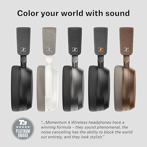 Sennheiser Consumer Audio Momentum 4 Wireless Headphones - Bluetooth Headset for Crystal-Clear Calls with Adaptive Noise Cancellation, 60h Battery Life, Lightweight Folding Design - Black/Copper - color: Black/Copper
