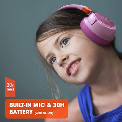 JBL JR 460NC - Cancelling Kids Headphones - White | JBL Safe Sound, Active Noise Cancelling, Communicate with built-in mic, Up to 20-hour battery life and quick recharging