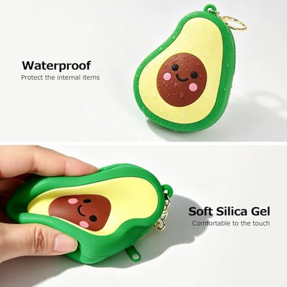 【Woyinger】 Fruit Shaped Silicone Earbud Case for AirPods, Tech Organizer Pouch with Keychain & Wrist Strap, Mini Cable Coin Wired/Wireless Earphone Holder, Avocado - color: A2-Avocado