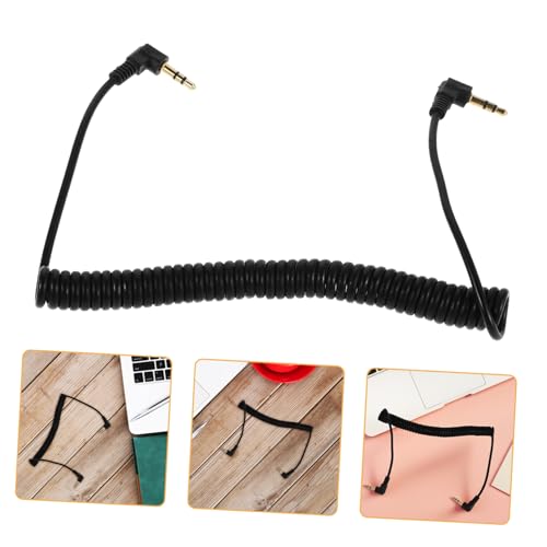 Coiled 3.5mm Audio Cable Right Angle for Headphones Speakers and Home Theater Devices Sturdy Stereo AUX Cable with Dual Bend Design
